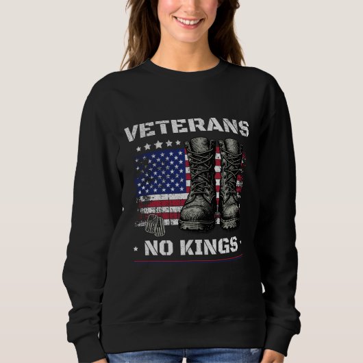 No Kings Veterans American Flag Combat Boots USA Trui (Voorkant)