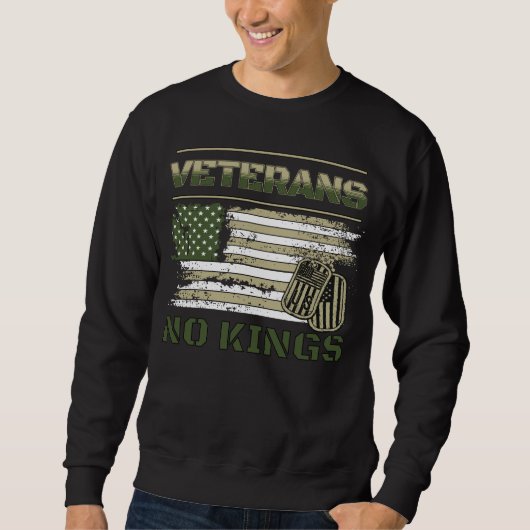 No Kings Veterans American Flag Patriotic Military Trui (Voorkant)