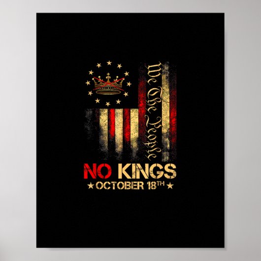No Kings Vintage America Flag 1776 Poster (Voorkant)