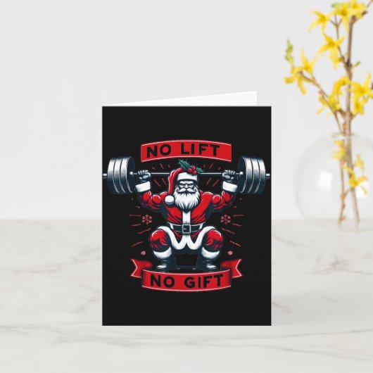 No Lift No Gift Christmas Santa Gym Squat Weightli Kaart (Gele Bloem)