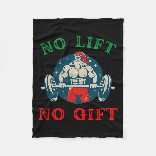 No Lift No Gift Funny Workout Santa Christmas Gym  Fleece Deken (Voorkant)