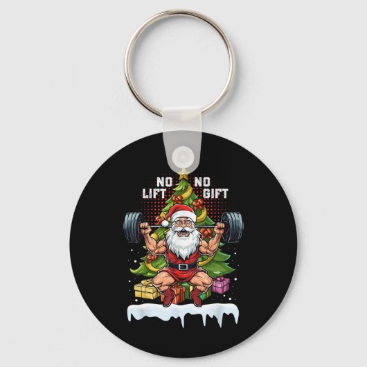 No Lift No Gift Santa Claus Christmas Gym Bodybuil Sleutelhanger (Voorkant)