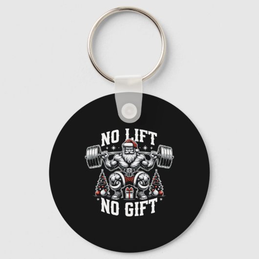 No Lift No Gift Santa Claus Christmas Gym Bodybuil Sleutelhanger (Voorkant)