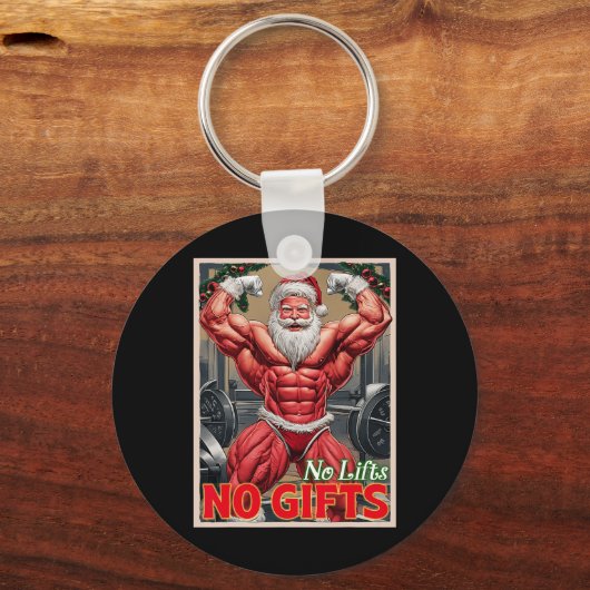 No Lifts No Gifts Funny Muscle Gain Santa Gym Body Sleutelhanger (Voorkant)