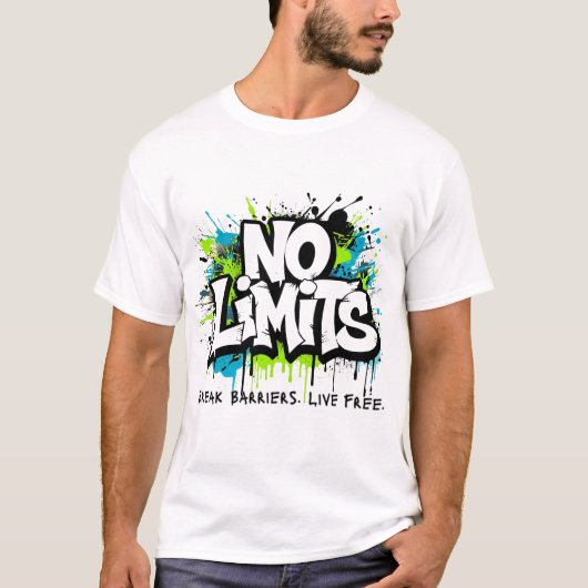 No Limits – Break Barriers Live Free Motivational T-shirt (Voorkant)