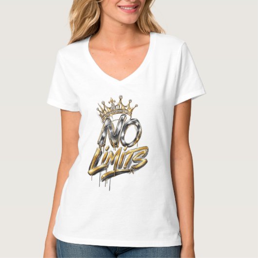 No Limits Gouden Kroon Luxe Design T-shirt (Voorkant)