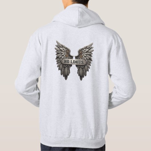 No Limits T‑Shirt with Metallic Wings Design Hoodie (Achterkant)