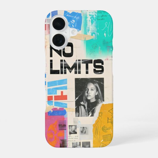 No Limits Telefoonhoesje – Motivatie Collage Art D iPhone 16 Hoesje (Achterkant)