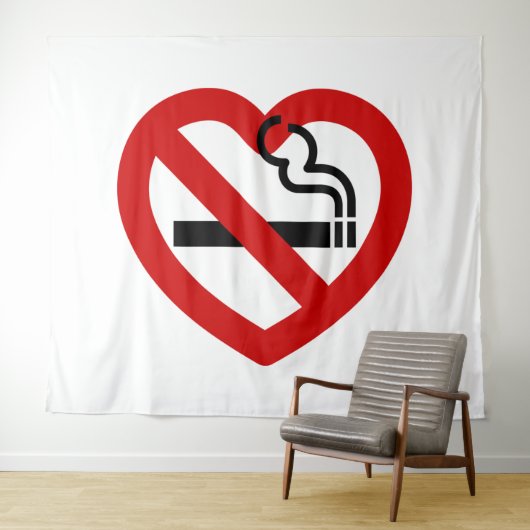 No Love For Smoking Sign Wandkleed (In Situ (horizontaal))