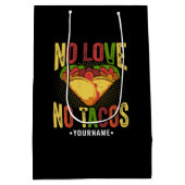 No LOVE No Tacos Funny Taco Pun Medium Cadeauzakje (Achterkant)