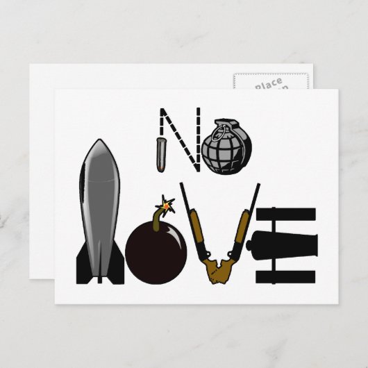 No Love War Weaponry Briefkaart (Voorkant / Achterkant)