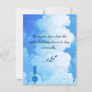"No Matter How Deep the Night" – Inspirational Ani Briefkaart