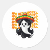 No Me Ghosta Grappige Mexicaanse Halloween Ghost V Ronde Sticker (Voorkant)