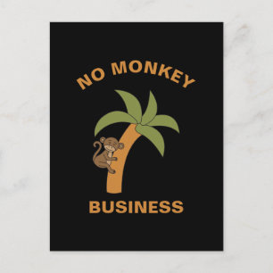 No Monkey Business Funny Zoo Oerwoud Animal Pun Briefkaart