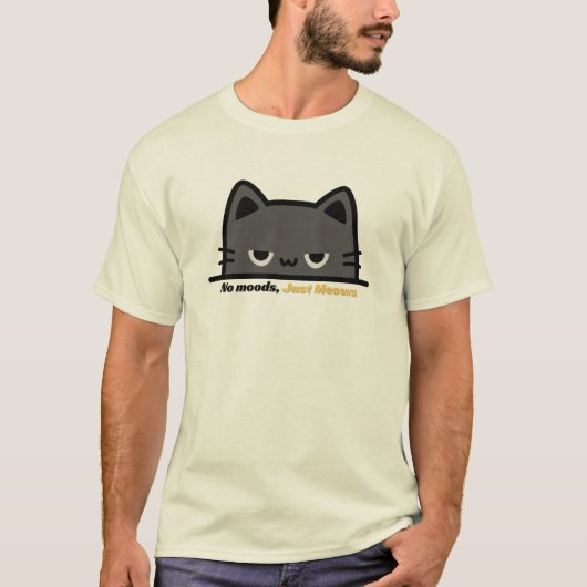 No mood, just meows - grumpy cartoon cat design t-shirt (Voorkant)