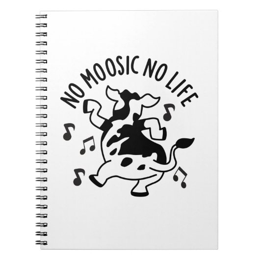 No Moosic No Life Funny Cow Pun  Notitieboek (Voorkant)