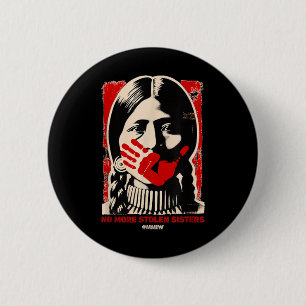No-More Stolen Sister Red Hand MMIW Awareness Amer Ronde Button 5,7 Cm
