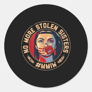 No-More Stolen Sister Red Hand MMIW Awareness Amer Ronde Sticker