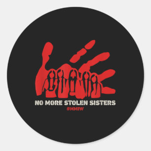 No-More Stolen Sister Red Hand MMIW Awareness Amer Ronde Sticker