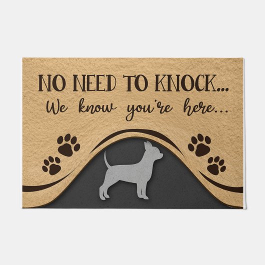 No Need To Knock Mat, Funny Chihuahua Design Deurmat (Voorkant)