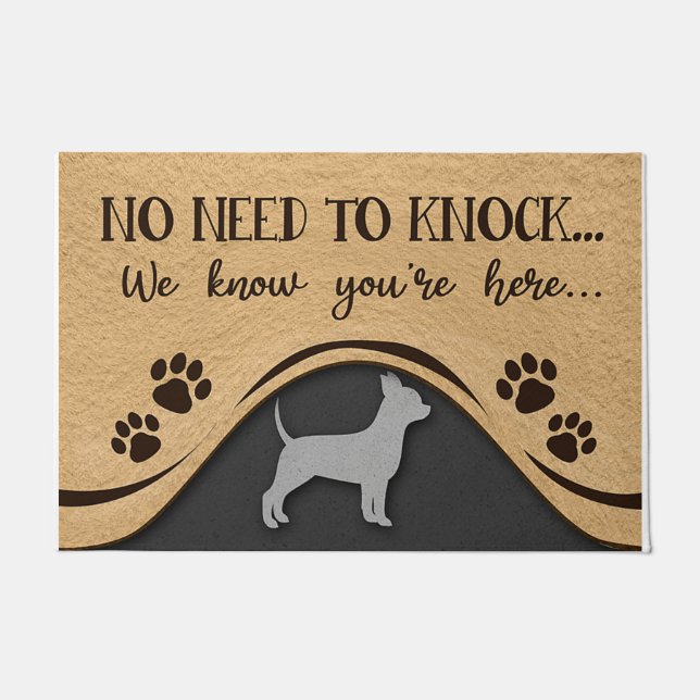 No Need To Knock Mat, Funny Chihuahua Design Deurmat (Voorkant)