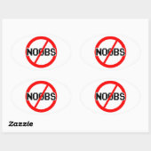 NO NOOBS - geek/hacker/pc/code aap Ovale Sticker (Vel)
