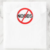 NO NOOBS - geek/hacker/pc/code aap Ovale Sticker (Tas)