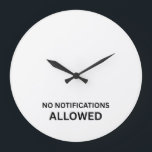 No Notifications Allowed Minimalist Technical Grote Klok<br><div class="desc">Synchronize your focus blocks. A sleek, high-contrast wall clock featuring bold technical typography, designed for the studio where time is the only allowed metric.</div>