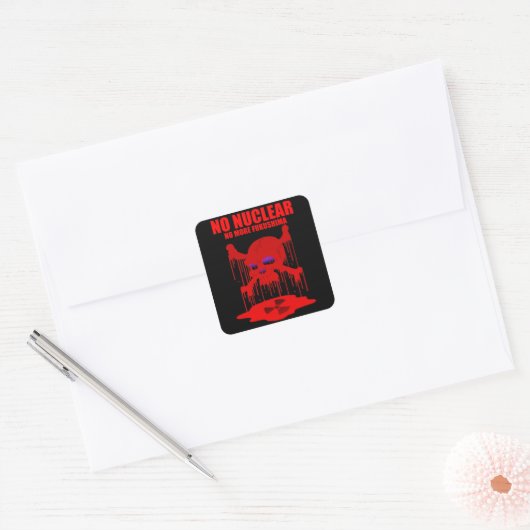 NO NUCLEAR 2 VIERKANTE STICKER (Envelop)