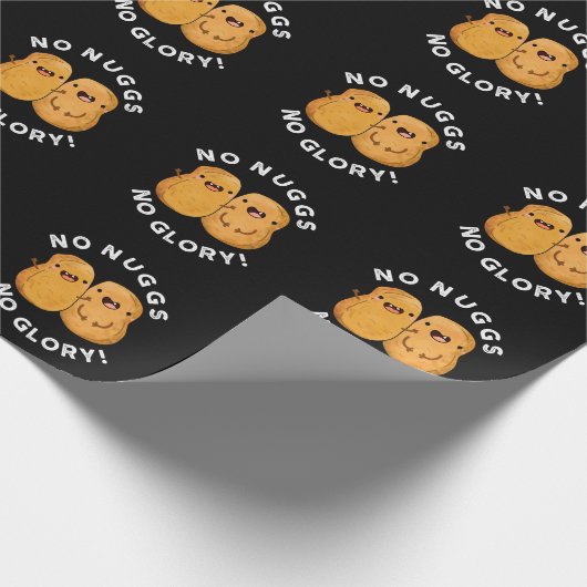 No Nuggs No Glory Funny Nuggets Pun Dark BG Cadeaupapier (Hoek)