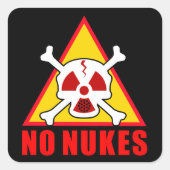NO NUKES! VIERKANTE STICKER (Voorkant)