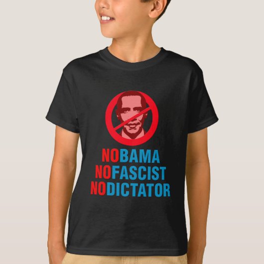 NO OBAMA NO FASCIST NO DICTATOR (v133x) T-shirt (Voorkant)