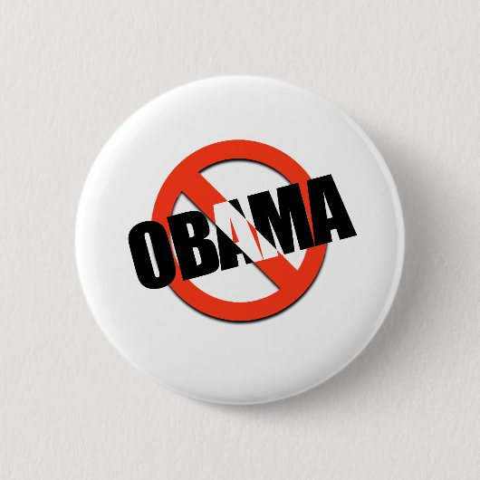 NO OBAMA RONDE BUTTON 5,7 CM (Voorkant)