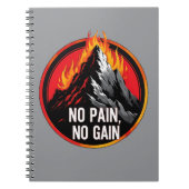 No Pain No Gain Burning Mountain Motivational Spir Notitieboek (Voorkant)
