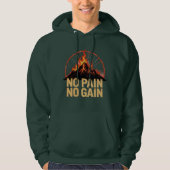 No Pain No Gain Fiery Mountain Workout Motivation  Hoodie (Voorkant)