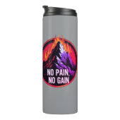 No Pain No Gain Fiery Mountain WorkThermal Tumbler Thermosbeker (Geroteerd rechts)