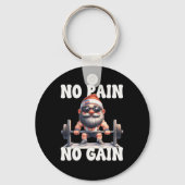 No Pain No Gain Fitness Gnome Love Weightlifting T Sleutelhanger (Voorkant)