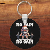 No Pain No Gain Fitness Gnome Love Weightlifting T Sleutelhanger (Voorkant)
