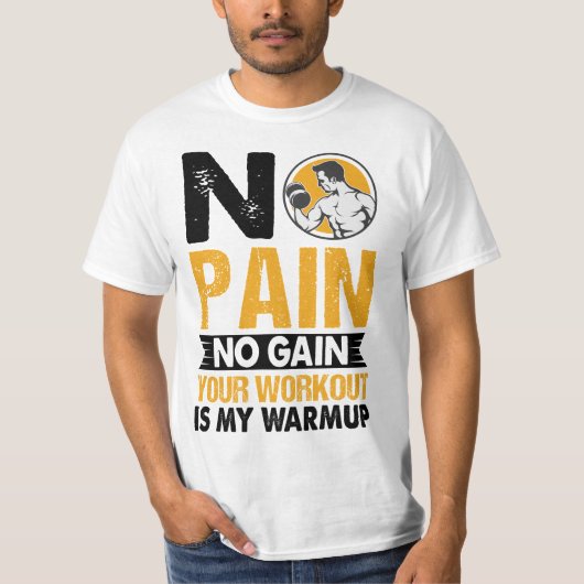 No Pain No Gain Gym Workout Quote Mannen T-shirt (Voorkant)