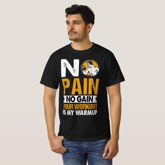No Pain No Gain Gym Workout Quote Mannen T-shirt (Voorkant volledig)