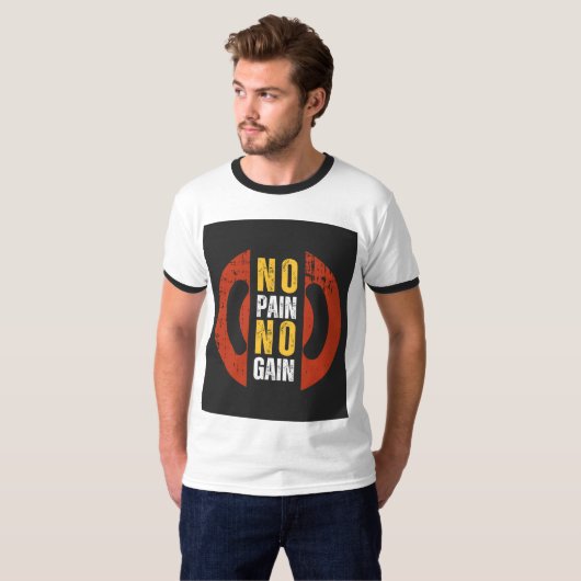 No Pain No Gain" Half-Sleeve T-shirt met ronde hal (Voorkant volledig)