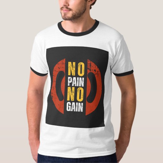 No Pain No Gain" Half-Sleeve T-shirt met ronde hal (Voorkant)