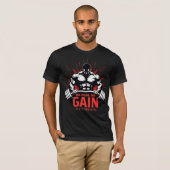 No Pain No Gain – Hardcore Gym Fitness Design T-shirt (Voorkant volledig)