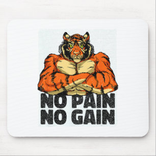 No Pain No Gain Tiger Gym Workout MMA Bodybuilding Muismat