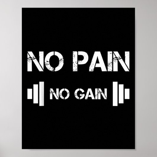 No Pain No Gain Workout Motivation  Poster (Voorkant)