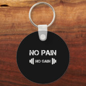 No Pain No Gain Workout Motivation  Sleutelhanger (Voorkant)