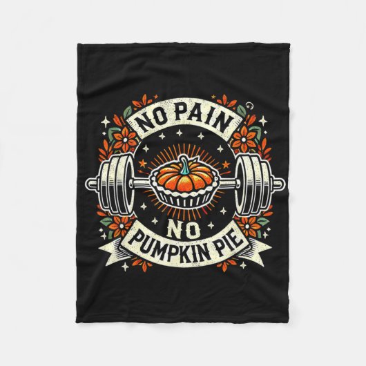 No Pain No Pumpkinpie Barbell Bodybuilding Thanksg Fleece Deken (Voorkant)
