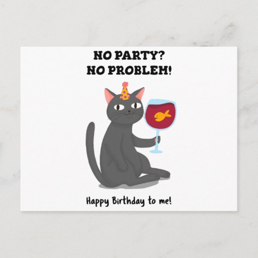 NO PARTY NO PROBLEM HAPPY BITRHDAY TO ME BRIEFKAART (Voorkant)