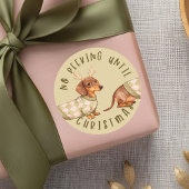 No Peeking Until Christmas Cute Dachshund Dog Ronde Sticker