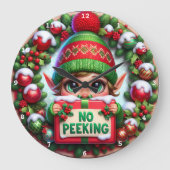 No Peking Elf" - Speelse kerstmuur Grote Klok (Voorkant)